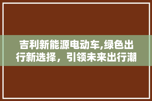 吉利新能源电动车,绿色出行新选择，引领未来出行潮流