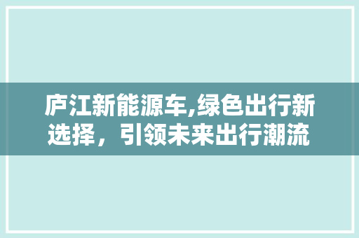 庐江新能源车,绿色出行新选择，引领未来出行潮流