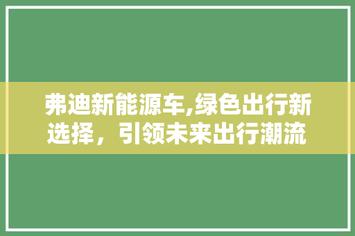 弗迪新能源车,绿色出行新选择，引领未来出行潮流