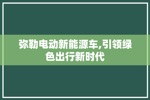 弥勒电动新能源车,引领绿色出行新时代