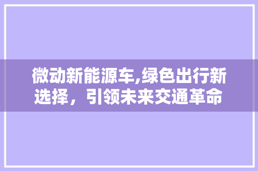 微动新能源车,绿色出行新选择，引领未来交通革命