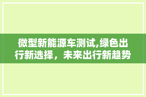 微型新能源车测试,绿色出行新选择，未来出行新趋势