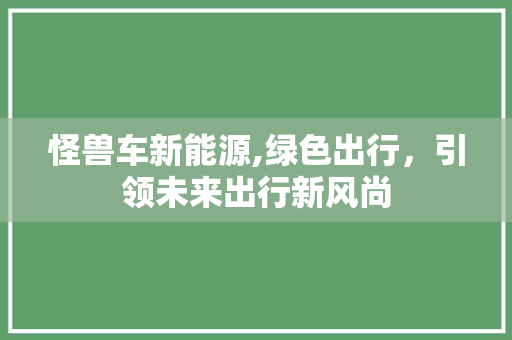 怪兽车新能源,绿色出行，引领未来出行新风尚