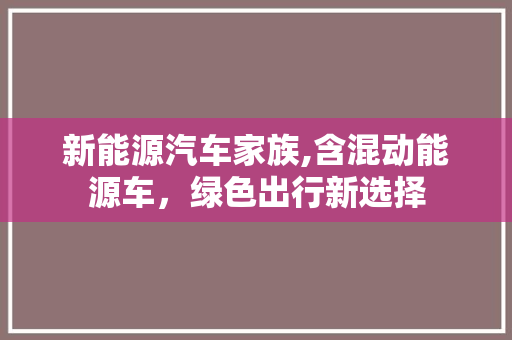 新能源汽车家族,含混动能源车，绿色出行新选择