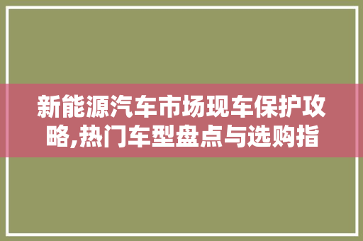新能源汽车市场现车保护攻略,热门车型盘点与选购指南