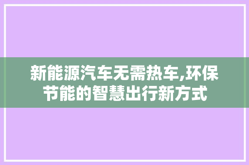 新能源汽车无需热车,环保节能的智慧出行新方式