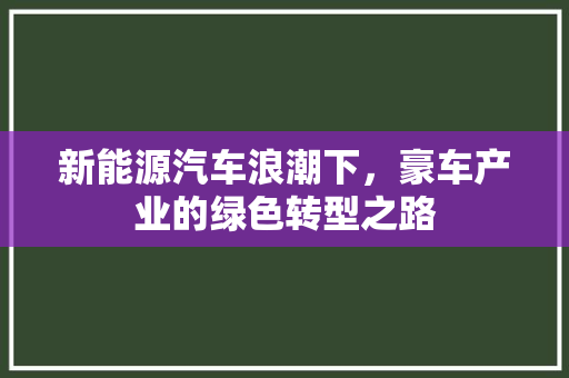 新能源汽车浪潮下，豪车产业的绿色转型之路