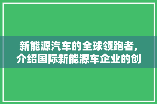 新能源汽车的全球领跑者,介绍国际新能源车企业的创新之路