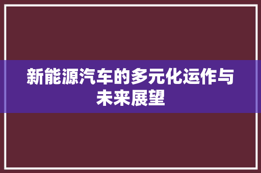 新能源汽车的多元化运作与未来展望