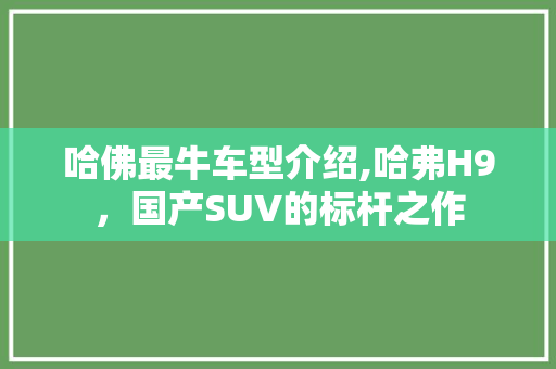 哈佛最牛车型介绍,哈弗H9，国产SUV的标杆之作