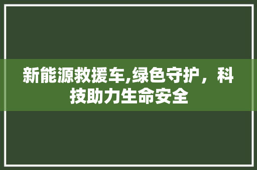 新能源救援车,绿色守护，科技助力生命安全
