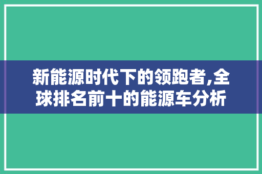 新能源时代下的领跑者,全球排名前十的能源车分析