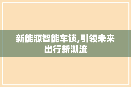 新能源智能车锁,引领未来出行新潮流