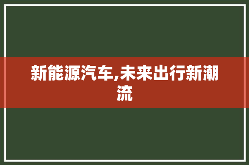 新能源汽车,未来出行新潮流