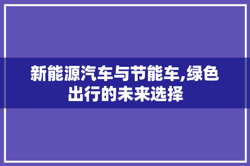 新能源汽车与节能车,绿色出行的未来选择