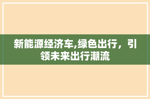 新能源经济车,绿色出行，引领未来出行潮流