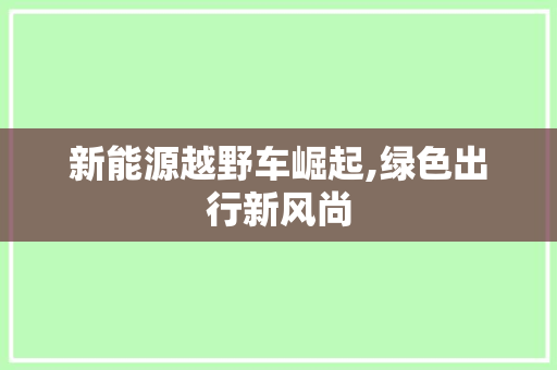 新能源越野车崛起,绿色出行新风尚