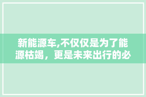 新能源车,不仅仅是为了能源枯竭，更是未来出行的必由之路
