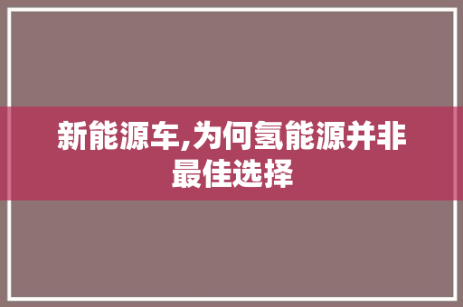 新能源车,为何氢能源并非最佳选择