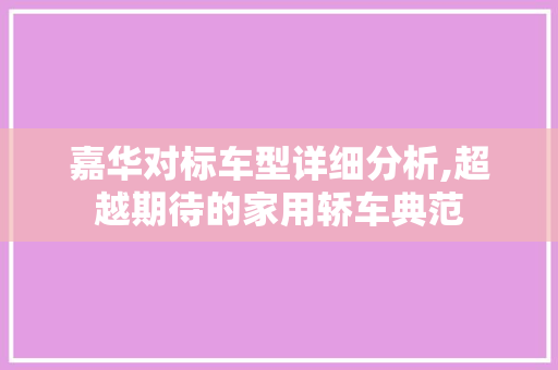 嘉华对标车型详细分析,超越期待的家用轿车典范