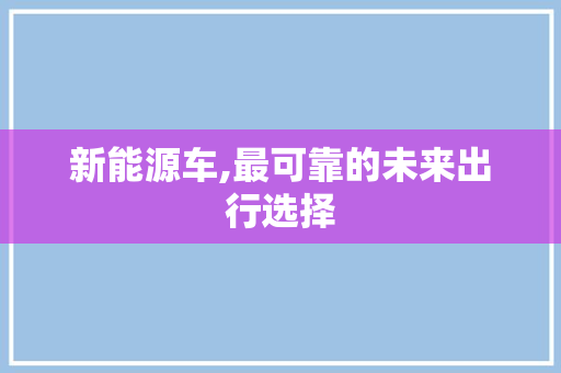 新能源车,最可靠的未来出行选择