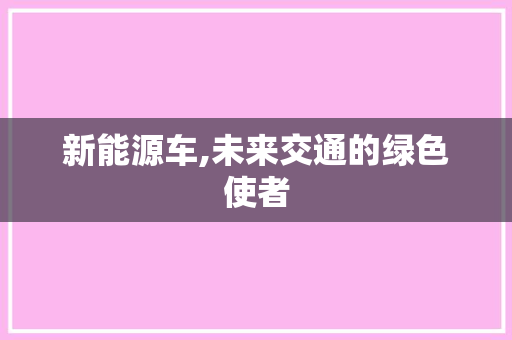 新能源车,未来交通的绿色使者