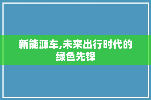 新能源车,未来出行时代的绿色先锋