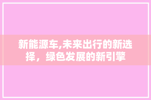 新能源车,未来出行的新选择，绿色发展的新引擎