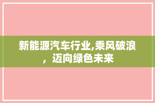 新能源汽车行业,乘风破浪，迈向绿色未来