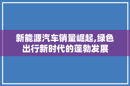新能源汽车销量崛起,绿色出行新时代的蓬勃发展