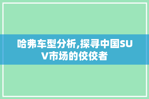 哈弗车型分析,探寻中国SUV市场的佼佼者