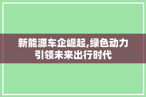 新能源车企崛起,绿色动力引领未来出行时代