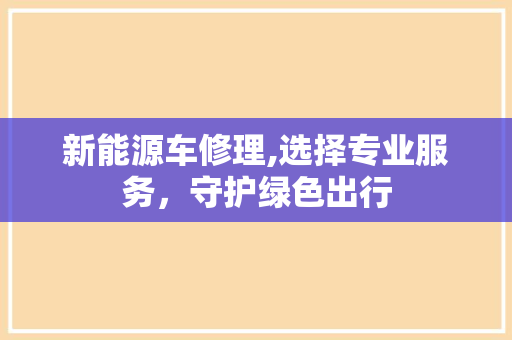 新能源车修理,选择专业服务，守护绿色出行