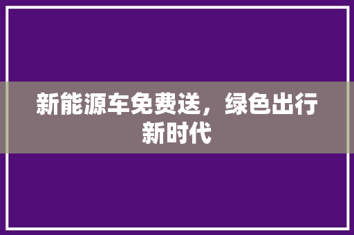 新能源车免费送，绿色出行新时代