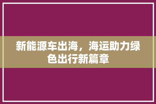 新能源车出海，海运助力绿色出行新篇章