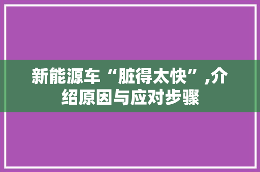 新能源车“脏得太快”,介绍原因与应对步骤