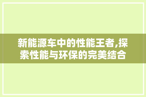 新能源车中的性能王者,探索性能与环保的完美结合
