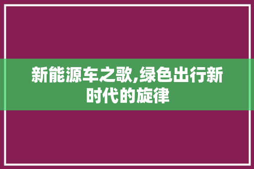 新能源车之歌,绿色出行新时代的旋律