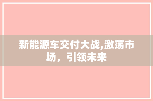 新能源车交付大战,激荡市场，引领未来