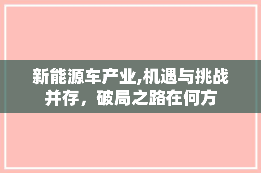 新能源车产业,机遇与挑战并存，破局之路在何方