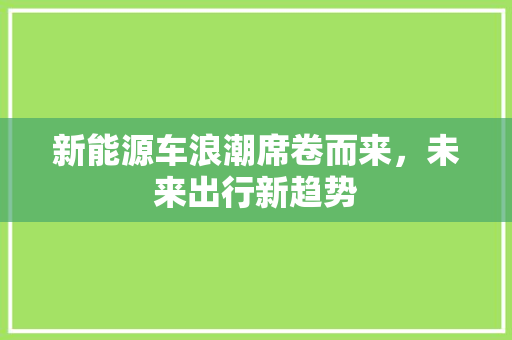新能源车浪潮席卷而来，未来出行新趋势