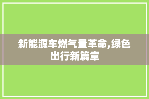 新能源车燃气量革命,绿色出行新篇章