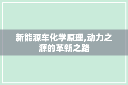 新能源车化学原理,动力之源的革新之路