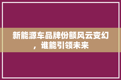 新能源车品牌份额风云变幻，谁能引领未来