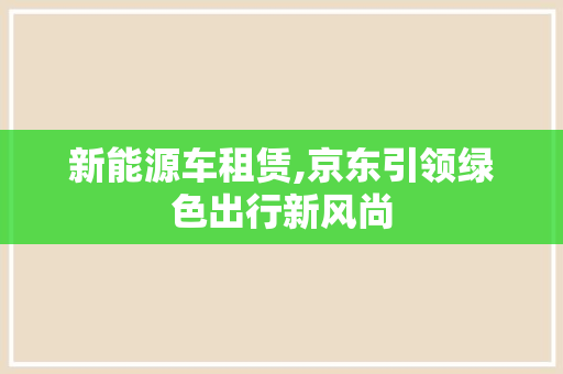 新能源车租赁,京东引领绿色出行新风尚