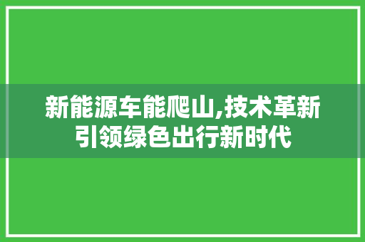 新能源车能爬山,技术革新引领绿色出行新时代