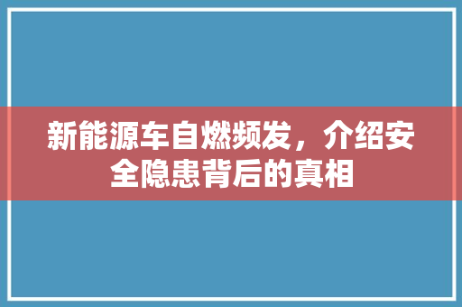 新能源车自燃频发，介绍安全隐患背后的真相