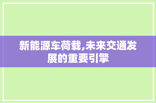 新能源车荷载,未来交通发展的重要引擎