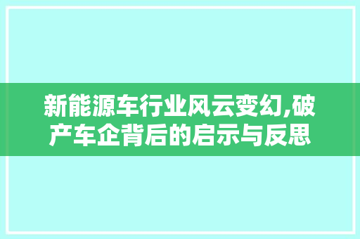 新能源车行业风云变幻,破产车企背后的启示与反思