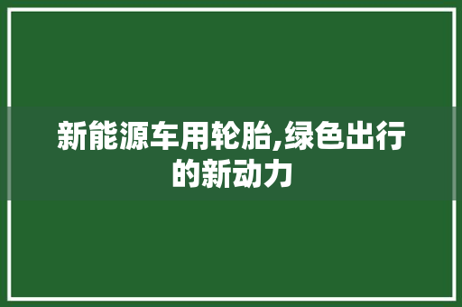 新能源车用轮胎,绿色出行的新动力